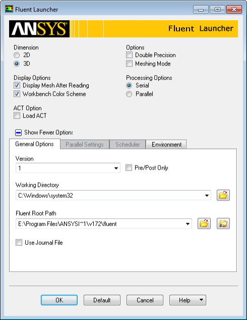图4.1  Fluent Launcher的General Options